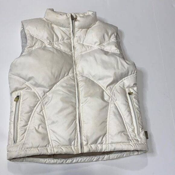 Obermeyer Juniors Down Puffer‎ Insulated Winter Snow Ski Vest Cream Small Unisex - Picture 1 of 12